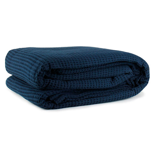 Jason Cotton Waffle Blankets Navy