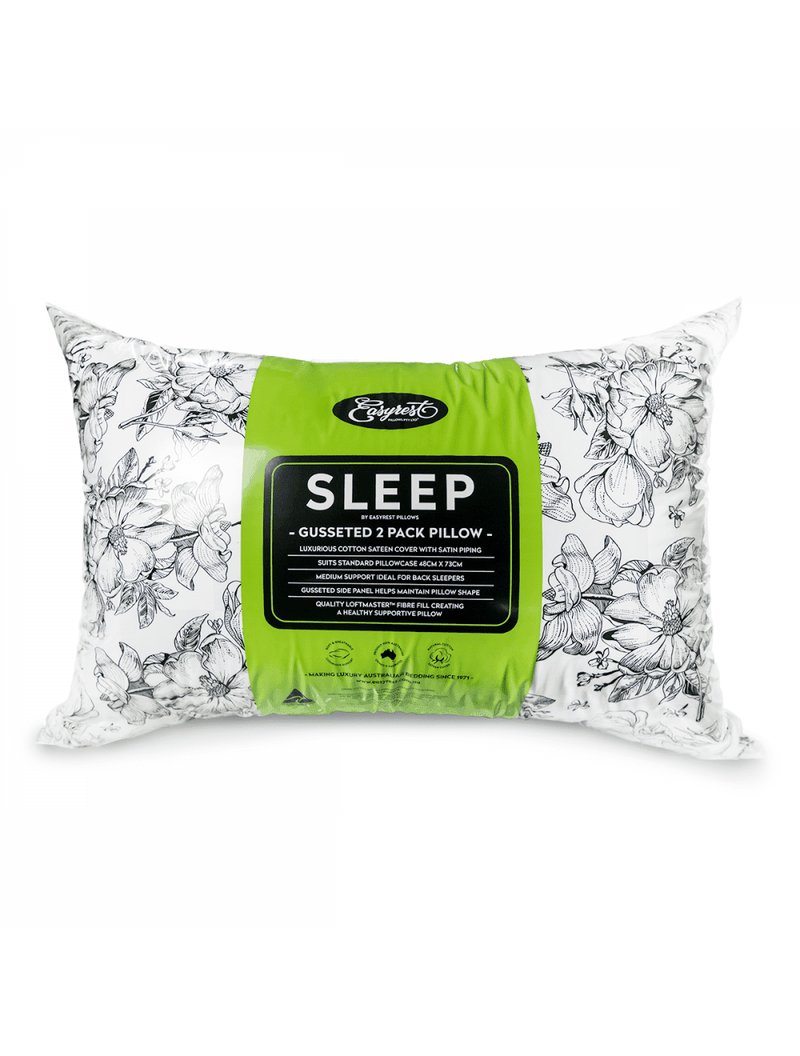 SLEEP GUSSETED MEDIUM 2 PACK PILLOWS EASY REST