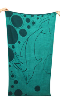 Large Teal Dolphin Beach Towel